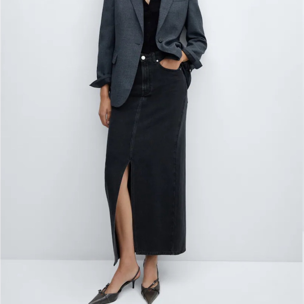 COPY - Mango denim maxi skirt split front